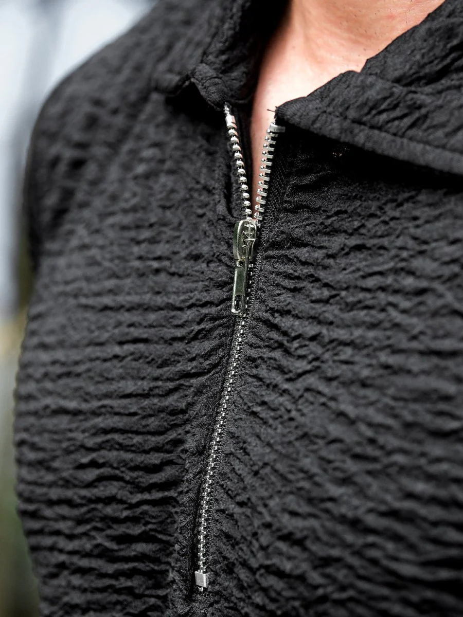 Black Textured Polo - Image 2