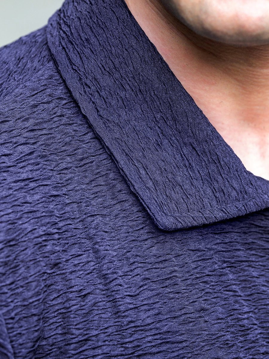 Blue Textured Polo - Image 3