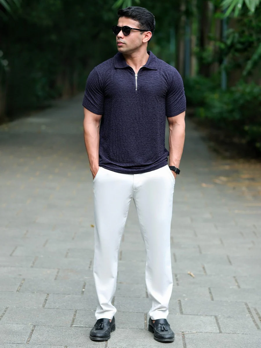 Blue Textured Polo - Image 6