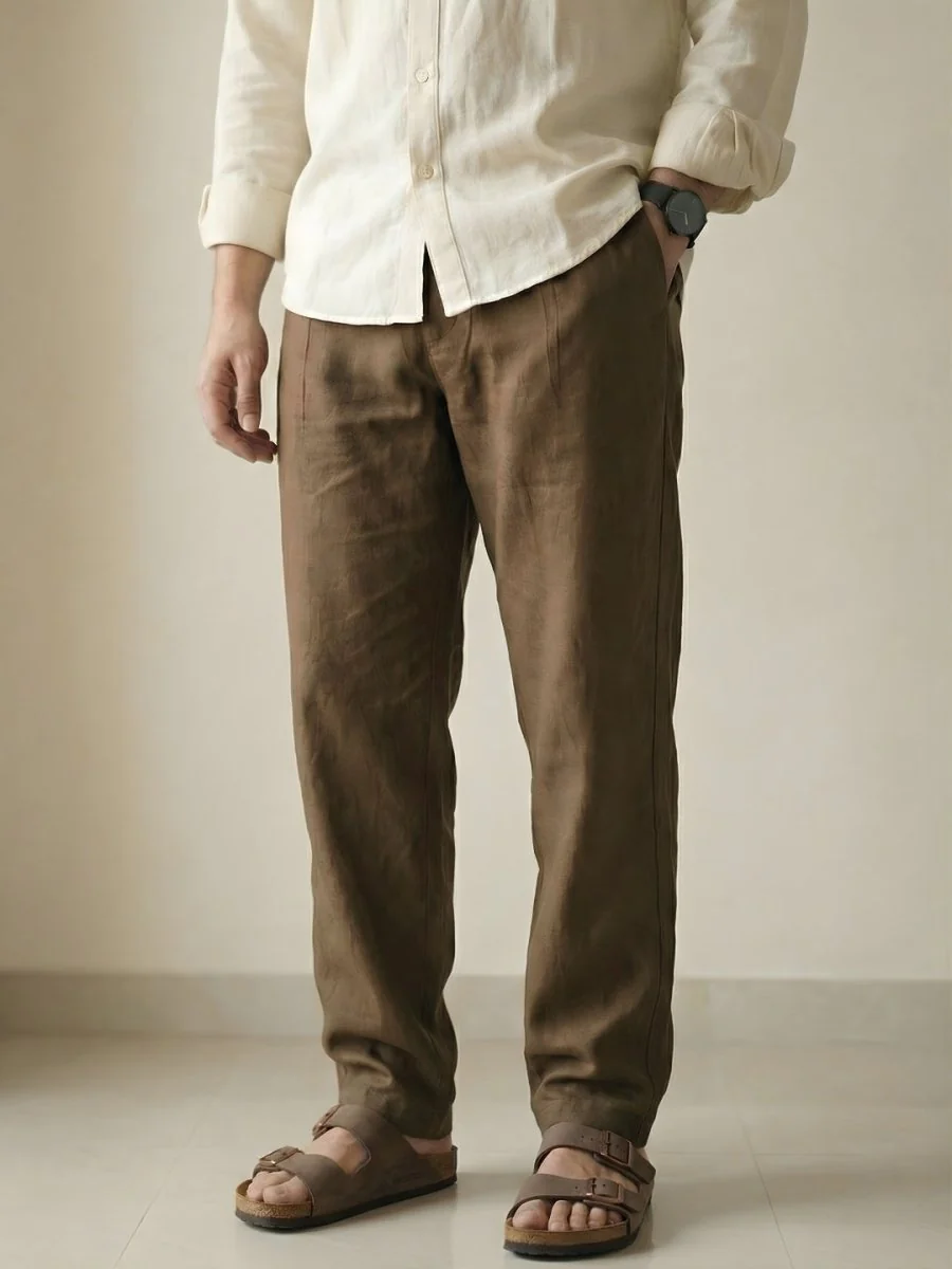 Brown Linen Pant - Image 4