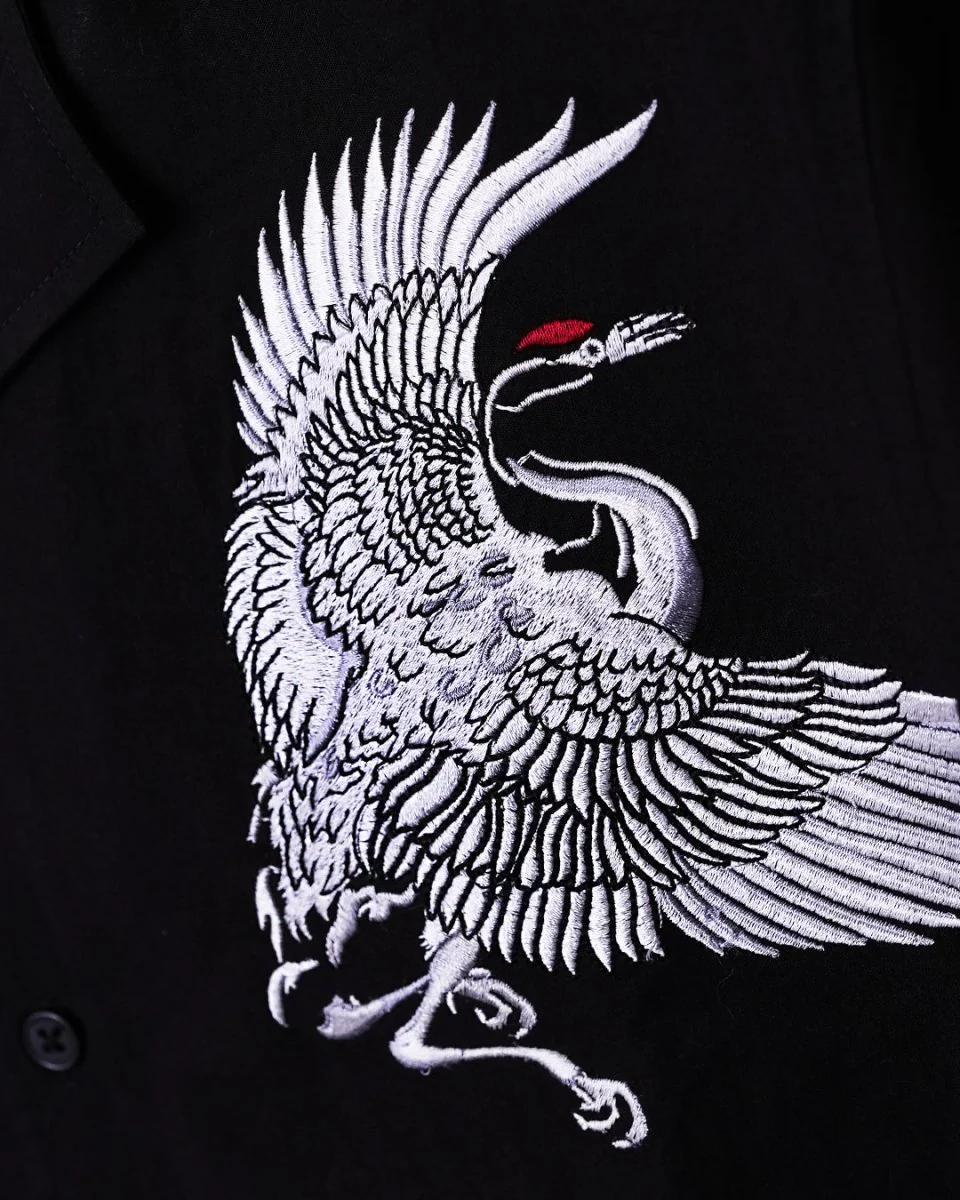 Crane Embroidered | Relaxed Fit | Luxe Cotton Shirt - Image 4
