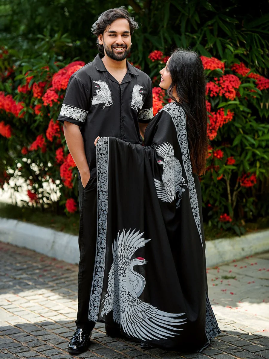 Crane Shirt and Saree Couple Combo - Image 3