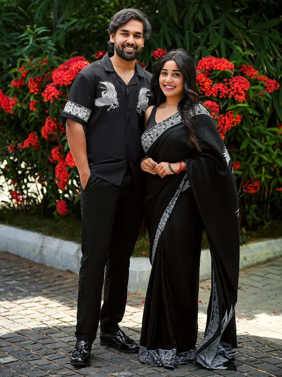 Crane Shirt and Saree Couple Combo - Image 4