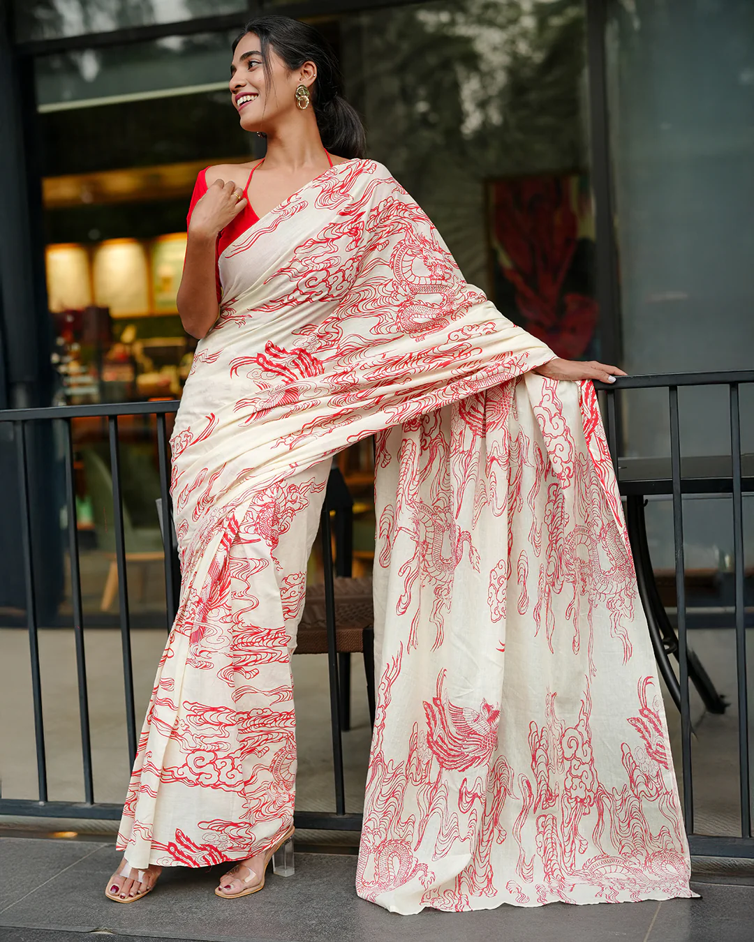 Dragon Shirt and Saree Combo - Image 3