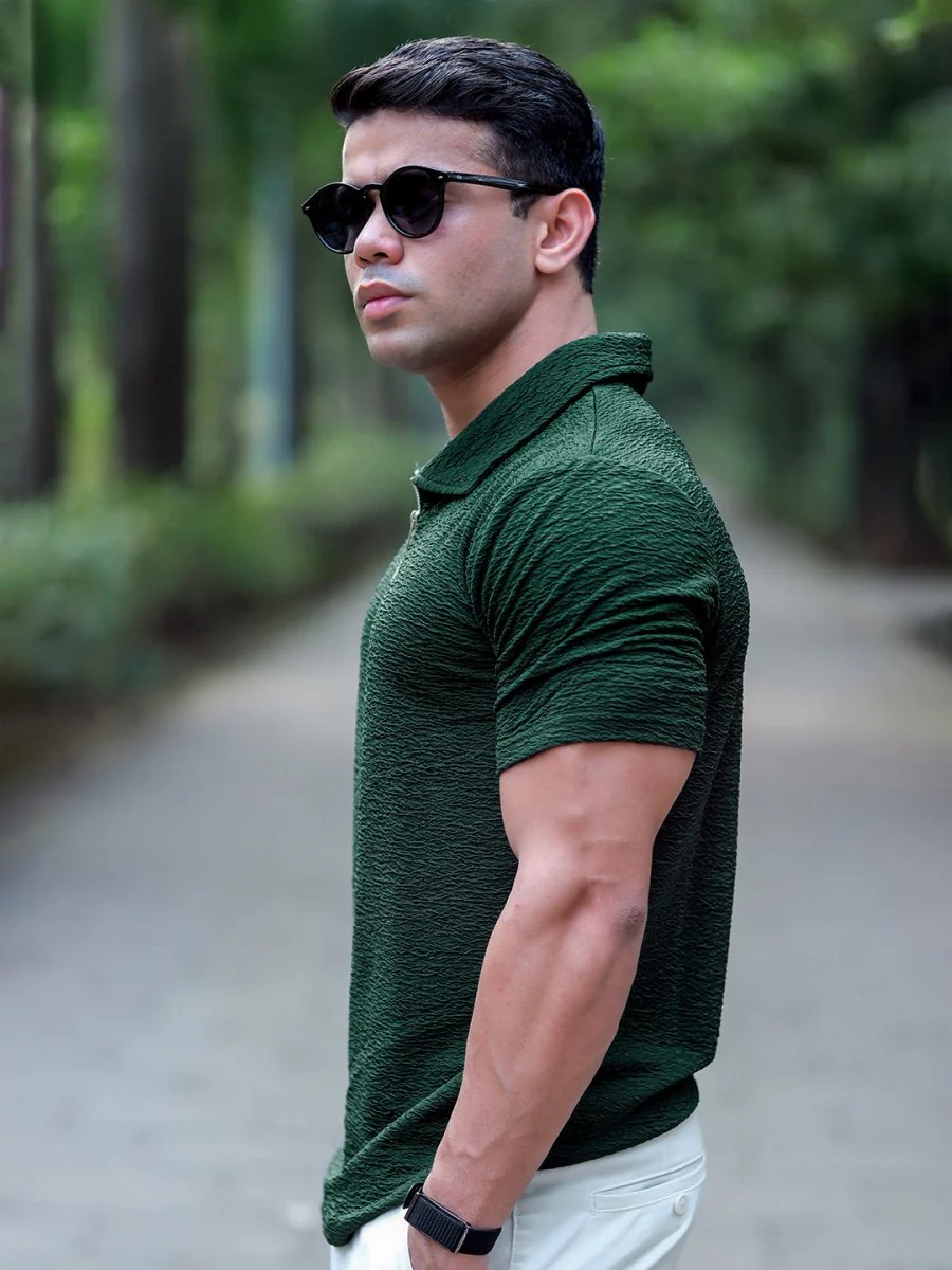 Green Textured Polo - Image 4