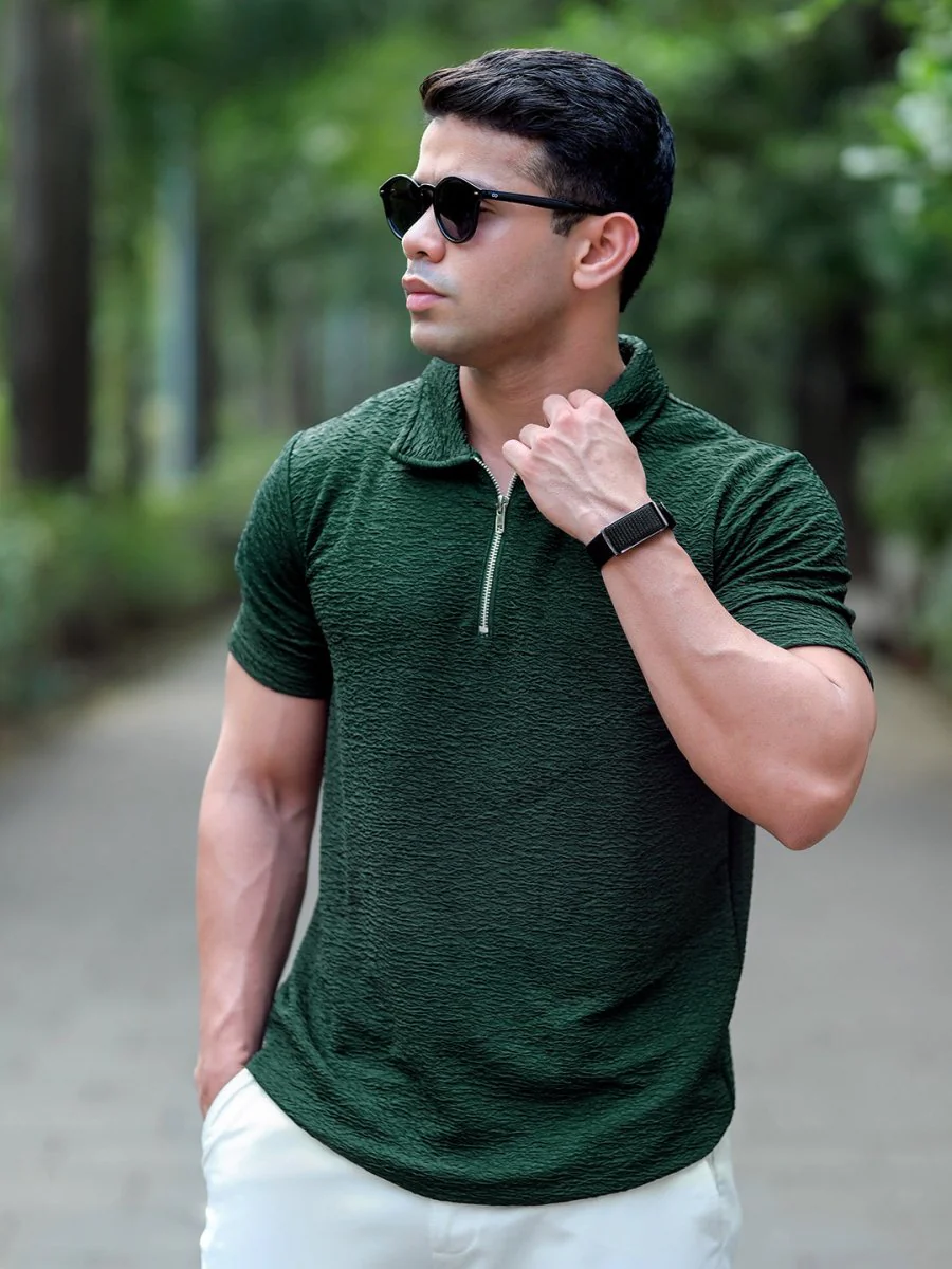 Green Textured Polo - Image 5
