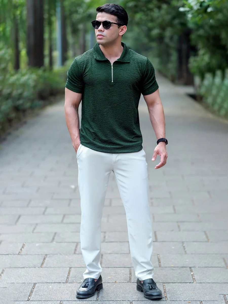 Green Textured Polo - Image 7
