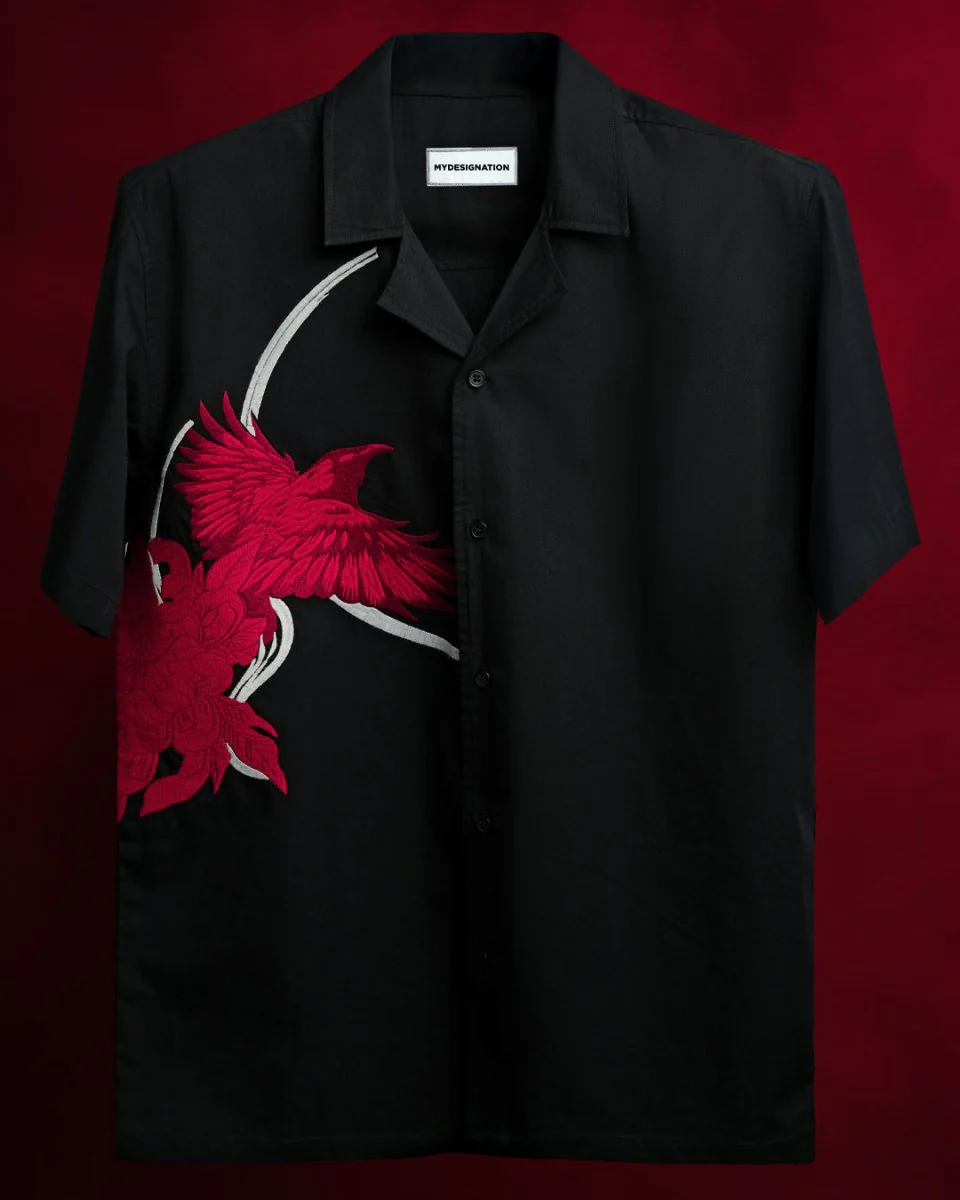 Raven Embroidered | Relaxed Fit | Luxe Cotton Shirt - Image 4