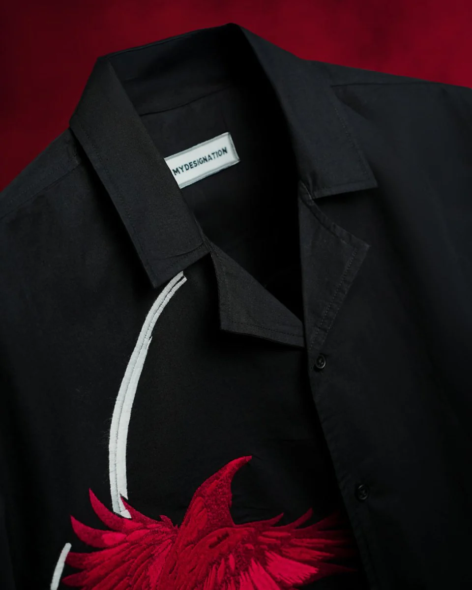 Raven Embroidered | Relaxed Fit | Luxe Cotton Shirt - Image 6