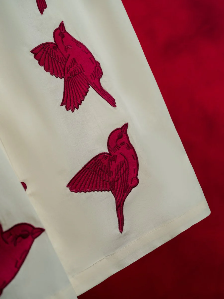 Red Sparrow Embroidered Shirt - Image 3