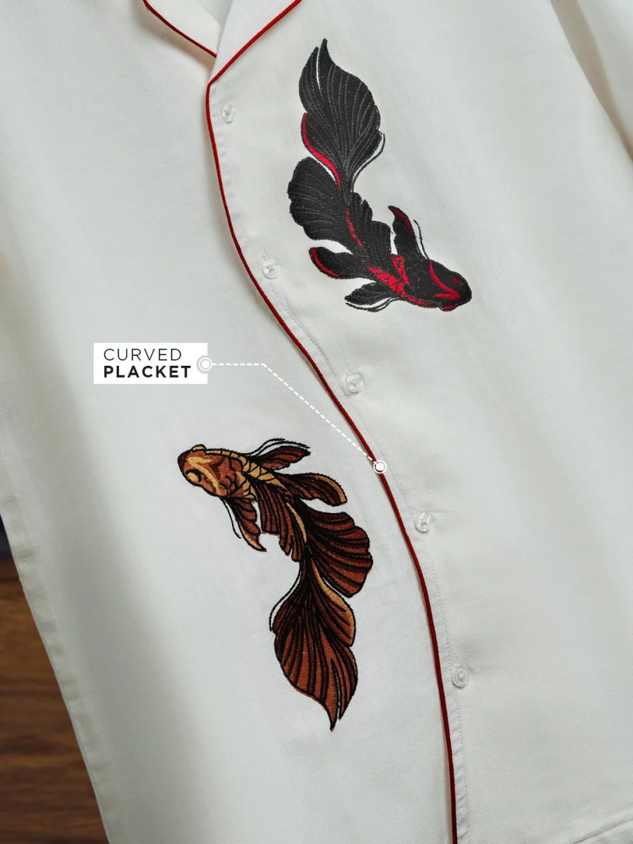Twin Fish Embroidered Shirt - Image 3