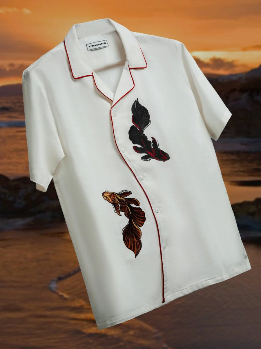 Twin Fish Embroidered Shirt - Image 4